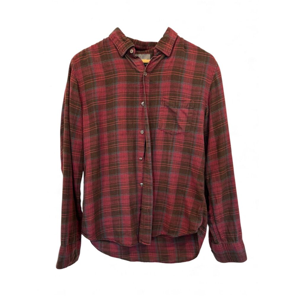 Bonobos Slim Fit Flannel Plaid Shirt Red Brown Tencel Blend Size M Super Soft